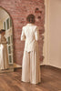 RoubaG: Exquisite wide pants with darts and gold stripe for women's fashion